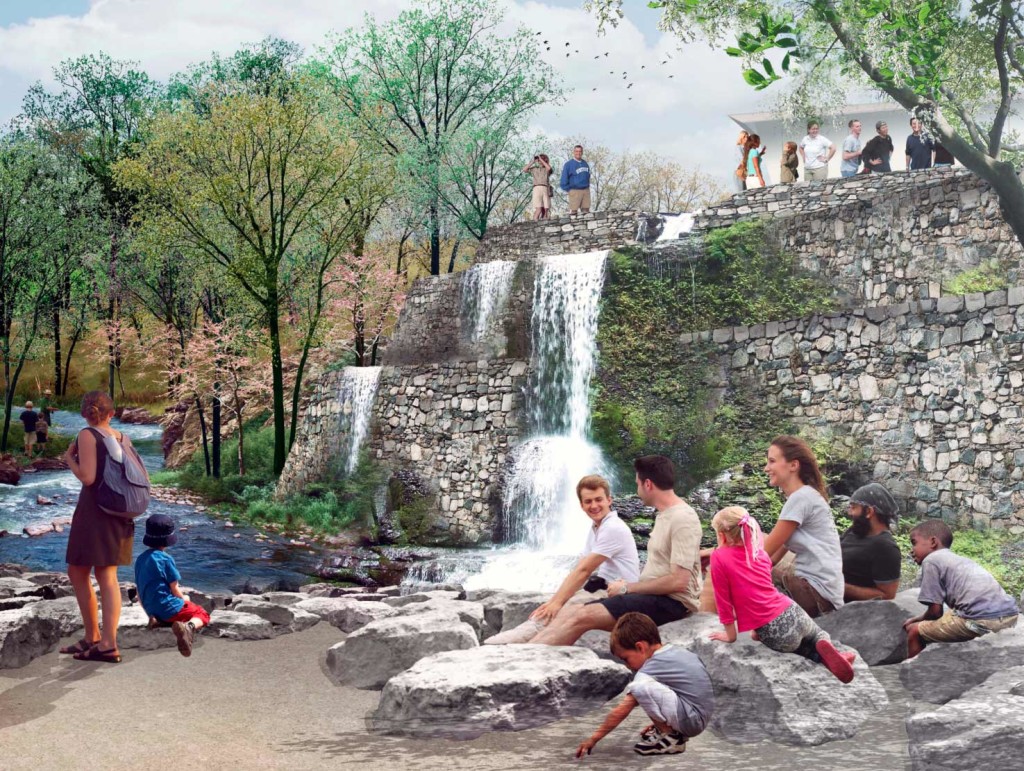 Visualized water eature along trail